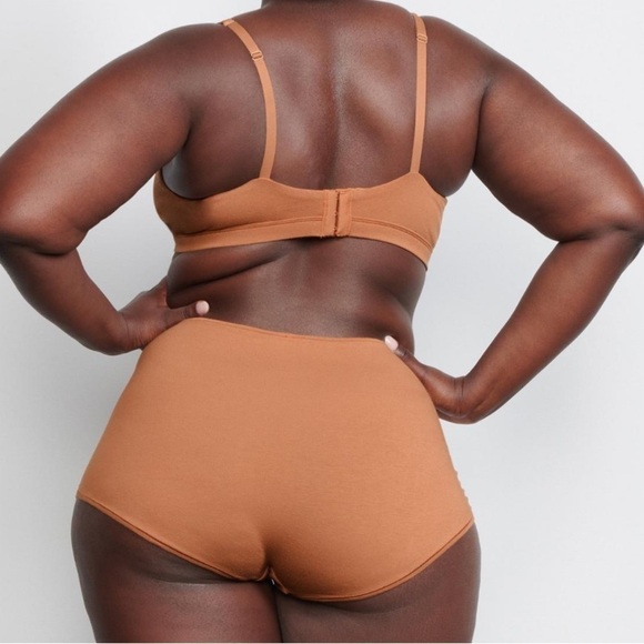 SKIMS XXS Plunge Bras Womens Cotton Jersey Triangle Bralette Camel NWT - Picture 4 of 7